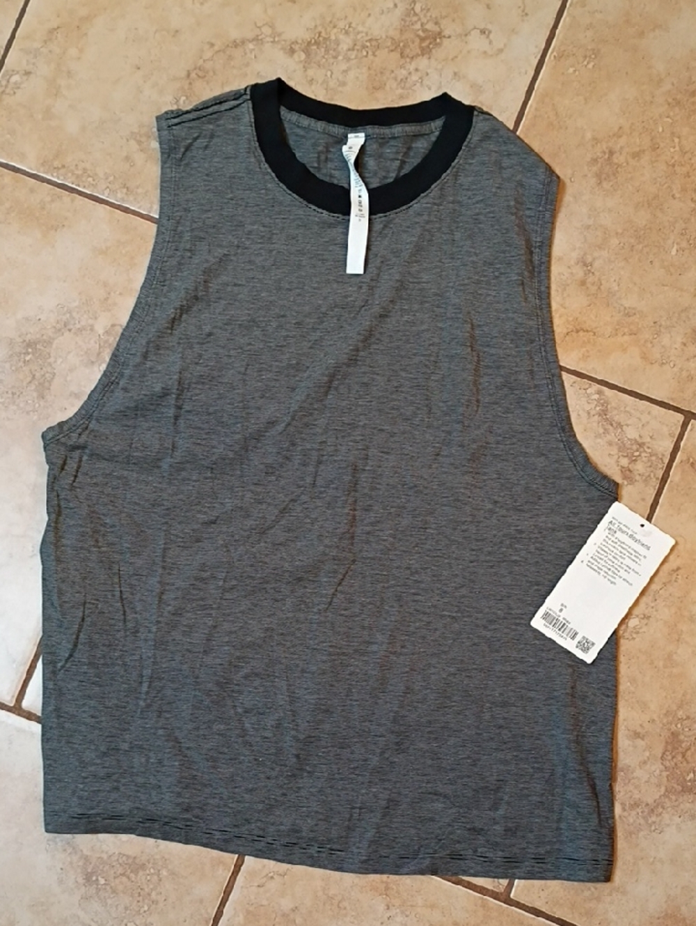 lululemon athletica Men's Sleeveless Crew Tank - Heather Gray with Black Trim